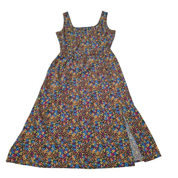 Toad&Co Sunkissed  Floral Midi Dress Sz M Square Neck Boho Sustainable Casual - Picture 1 of 9